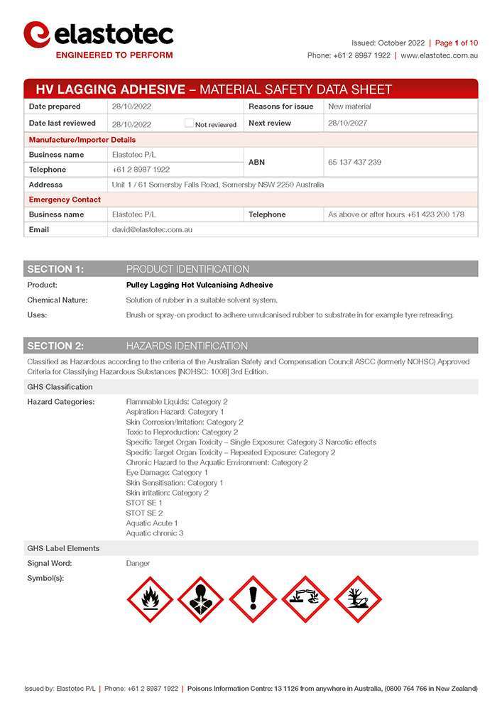 Hot Vulcanised Lagging Adhesive